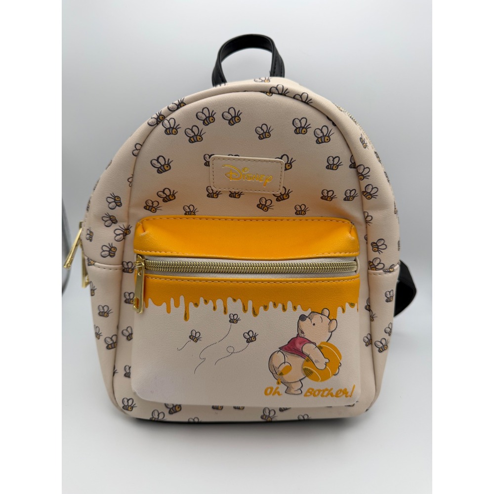 Disney Winnie the Pooh Oh Bother Bee Mini Backpack Cream Yellow Faux Leather